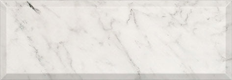 Oriental White marble 4×12 deep-beveled reference tile.