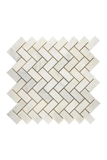Oriental White Marble 1x2 Herringbone Mosaic - mosaic