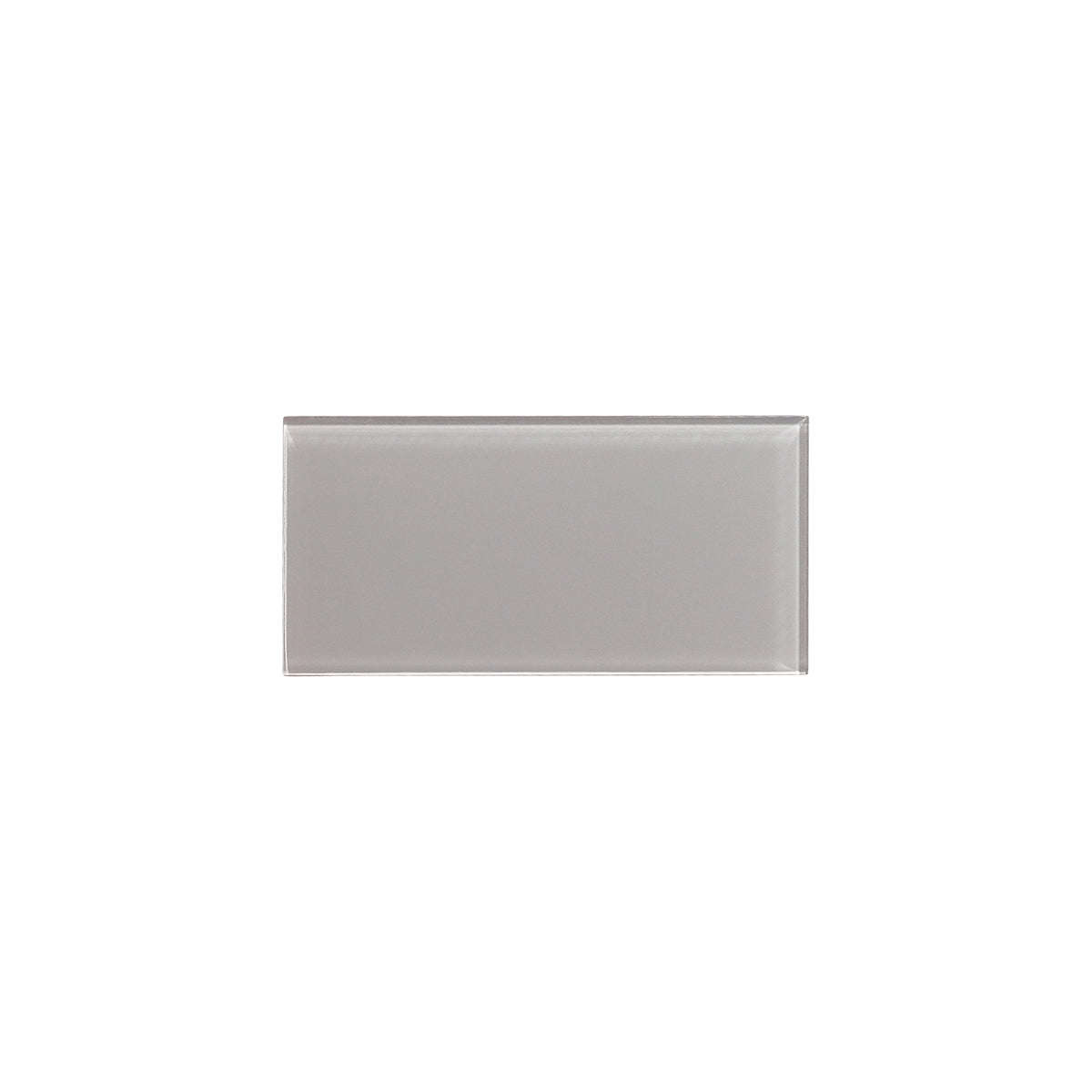 Radiant Surfaces Ash Gray glossy glass 3×6 subway tile.