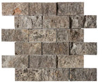 Silver Travertine 2x4 Mosaic Tiles – Tumbled & Split Face - mosaic