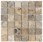Silver Travertine 2x2 Mosaic Tile – Tumbled - mosaic