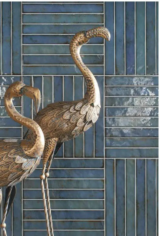 Spanish Brick Turquoise ceramic wall tile installed as a bold textured feature wall.