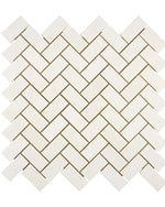 White Thassos Marble 1x2 Herringbone Mosaic - mosaic