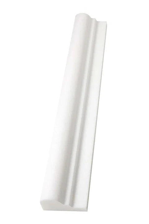 Oriental White marble 2×12 ogee liner in a polished or honed finish.