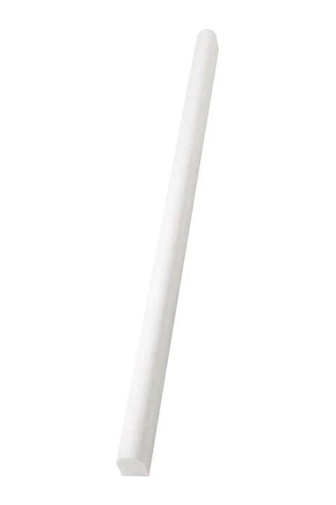 White Thassos ½×12 Pencil Liner with polished and honed in brilliant white natural marble.