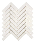 White Thassos Marble 1 x 4 Herringbone Mosaic - mosaic