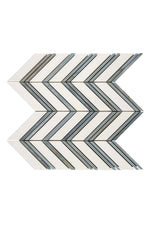White Thassos Marble Chevron Blue Mosaic - mosaic