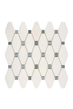 White Thassos Marble Elongated Hexagon Blue Mosaic - mosaic