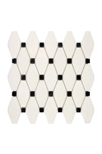 White Thassos Marble Elongated Hexagon Black Mosaic - mosaic