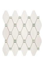 White Thassos Marble Elongated Hexagon Green Mosaic - mosaic