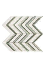 White Thassos Marble Chevron Green Mosaic - mosaic