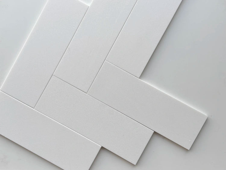 White Thassos 4×12 Subway Tile with polished and honed in brilliant white natural marble.