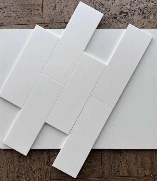 White Thassos 4×12 Subway Tile with polished and honed in brilliant white natural marble.