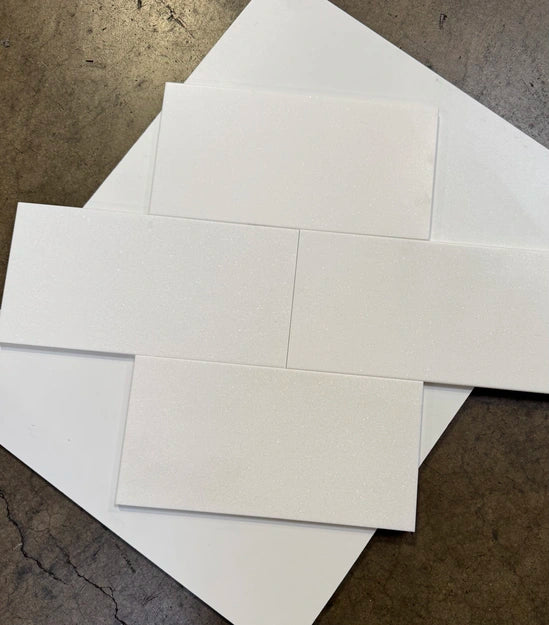 White Thassos 6×12 Tile in brilliant white natural marble.