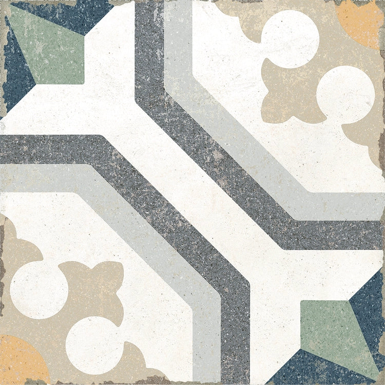 Zellige Charm Atlas Petals 8×8 matte porcelain pattern tile.