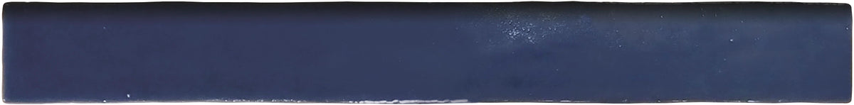 Zellige Charm Deep Azure 1×8 semi-gloss ceramic bullnose trim.