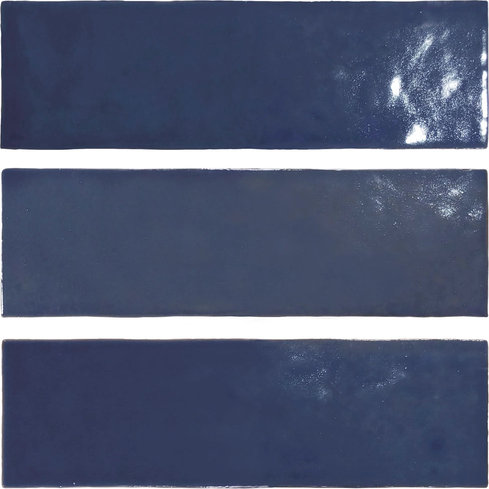 Zellige Charm Deep Azure elongated semi-gloss ceramic wall tile.