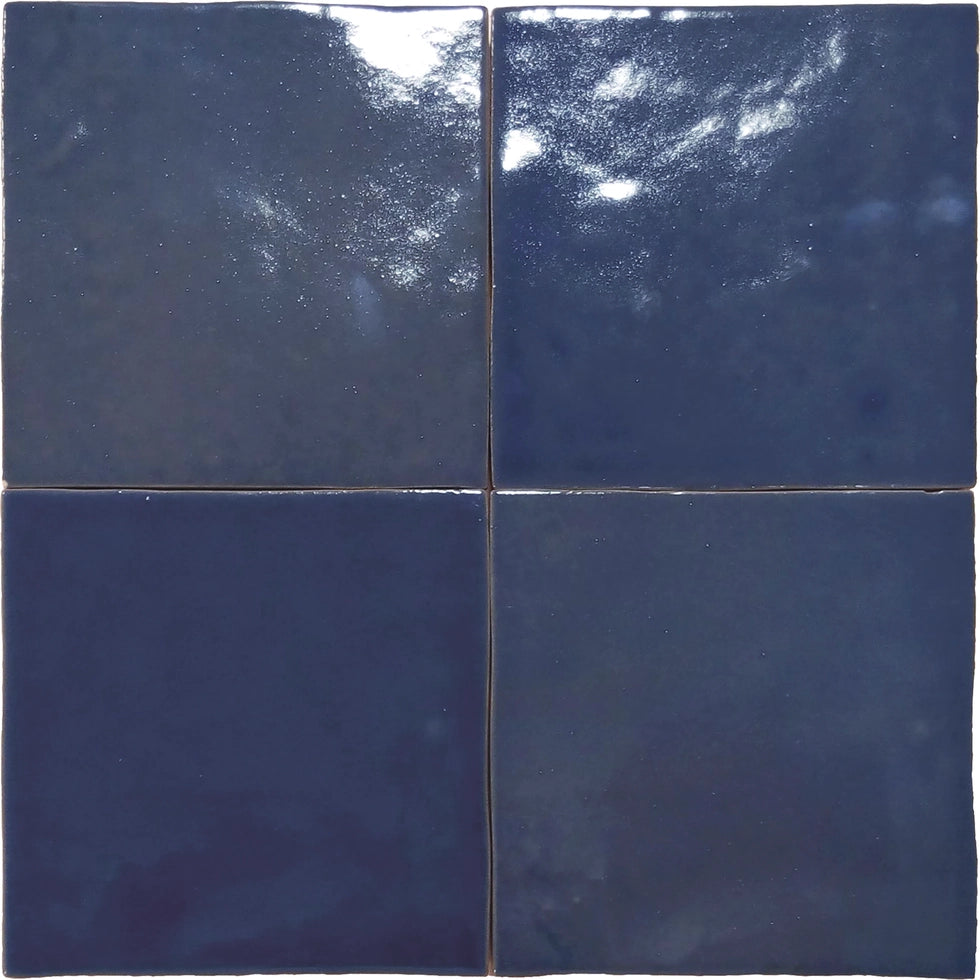 Zellige Charm Deep Azure 4×4 semi-gloss ceramic wall tile.