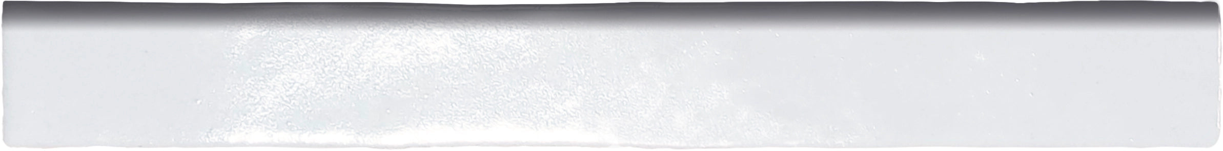 Zellige Charm Desert Ivory 1×8 semi-gloss ceramic bullnose trim.