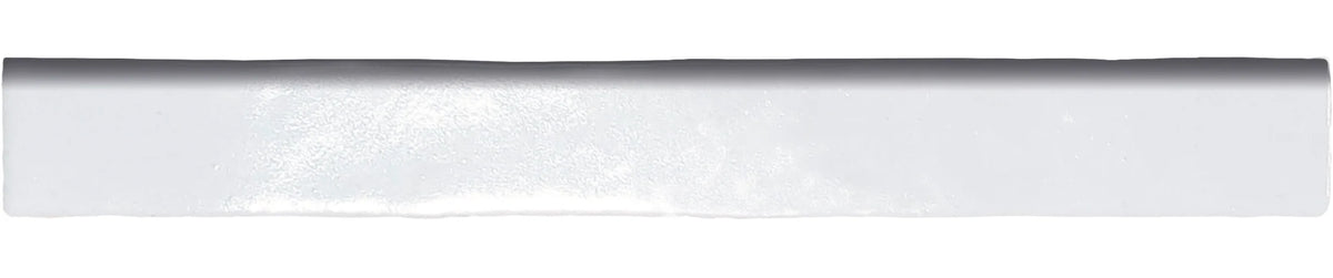 Zellige Charm Desert Ivory 1×8 semi-gloss ceramic bullnose trim.