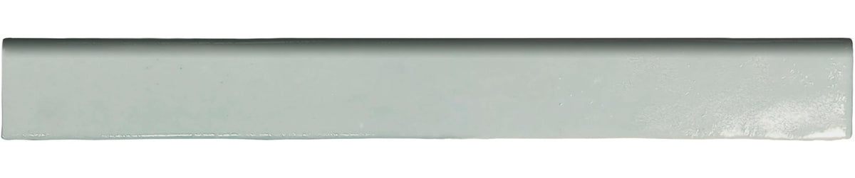 Zellige Charm Oasis Green 1×8 semi-gloss ceramic bullnose trim.