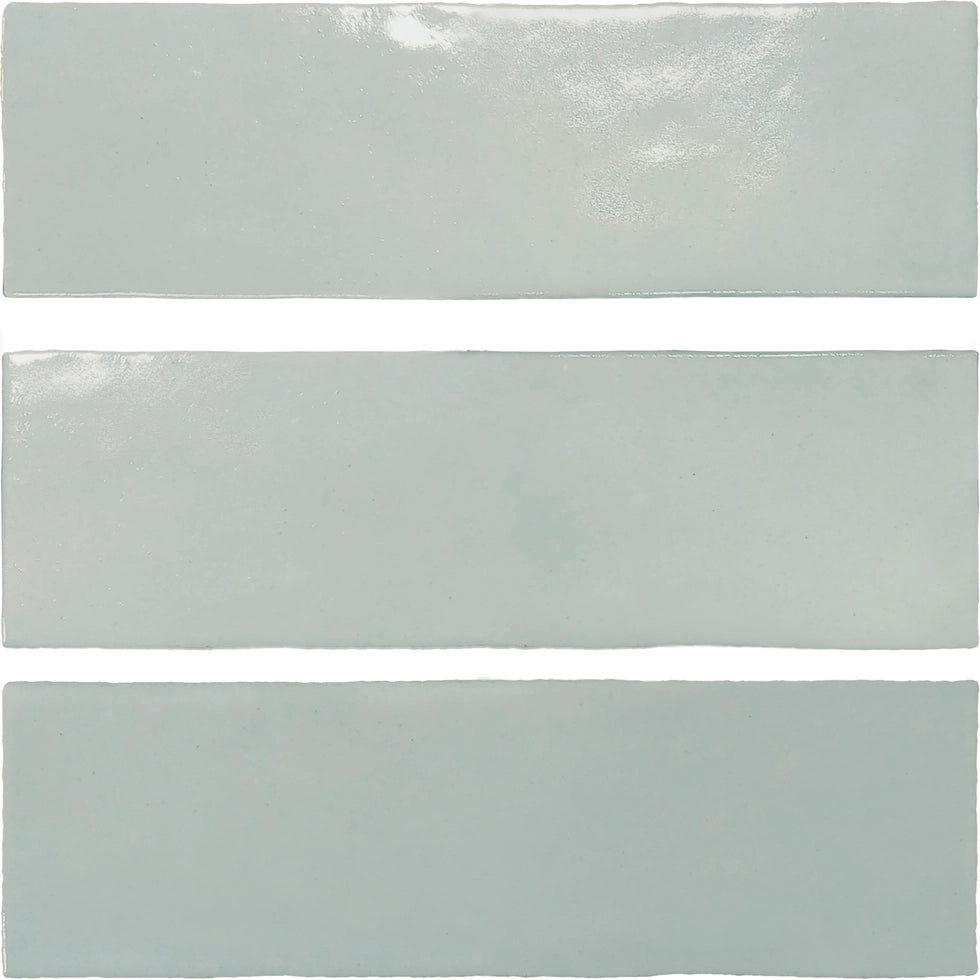 Zellige Charm Oasis Green elongated semi-gloss ceramic wall tile.