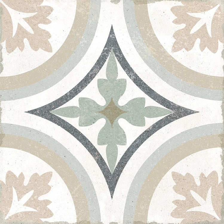 Zellige Charm Oasis Pattern 8×8 matte porcelain pattern tile.
