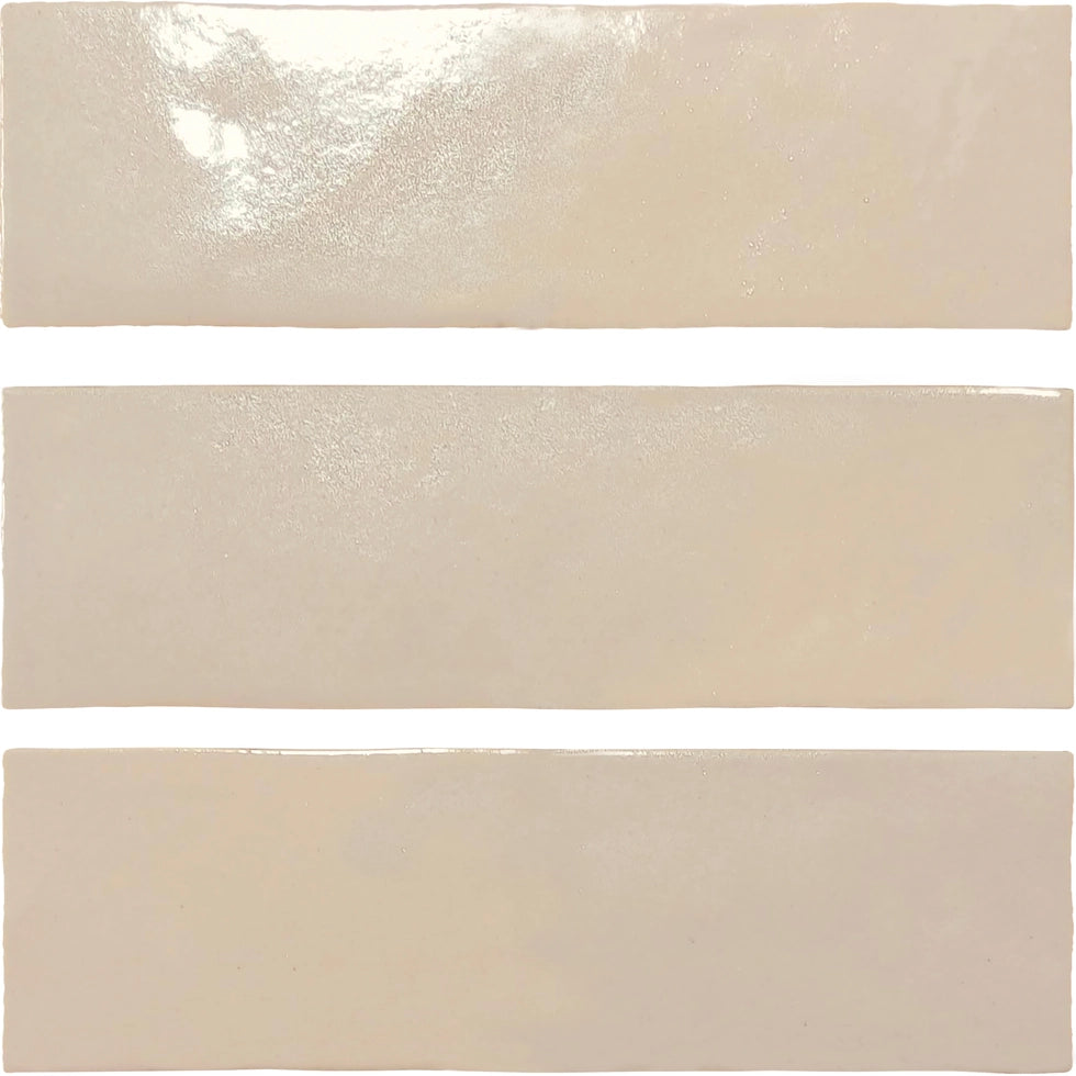 Zellige Charm Sandstone elongated semi-gloss ceramic wall tile.