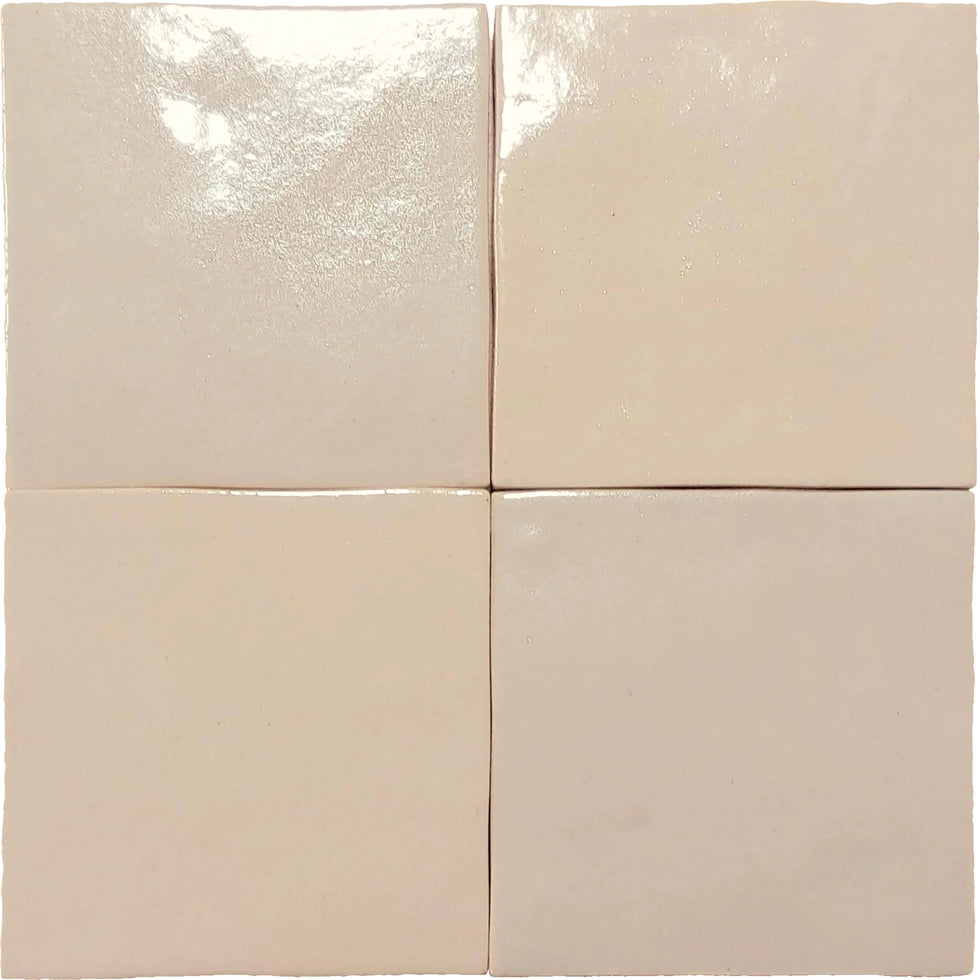 Zellige Charm Sandstone 4×4 semi-gloss ceramic wall tile.