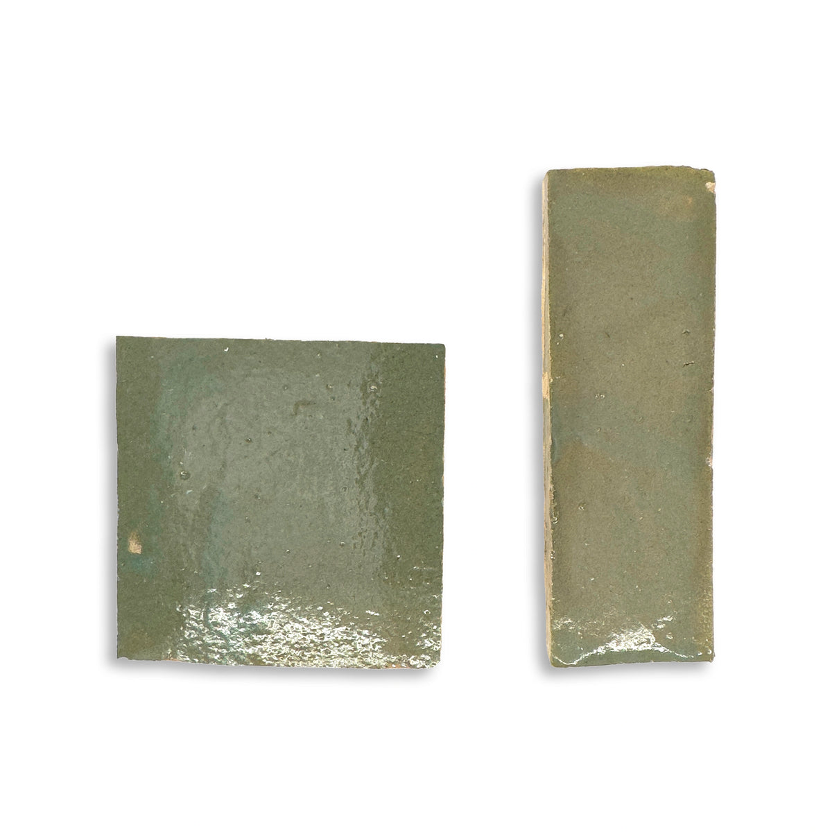 Oasis Green glossy handmade Moroccan Zellige 4×4 and 2×6 tile formats.