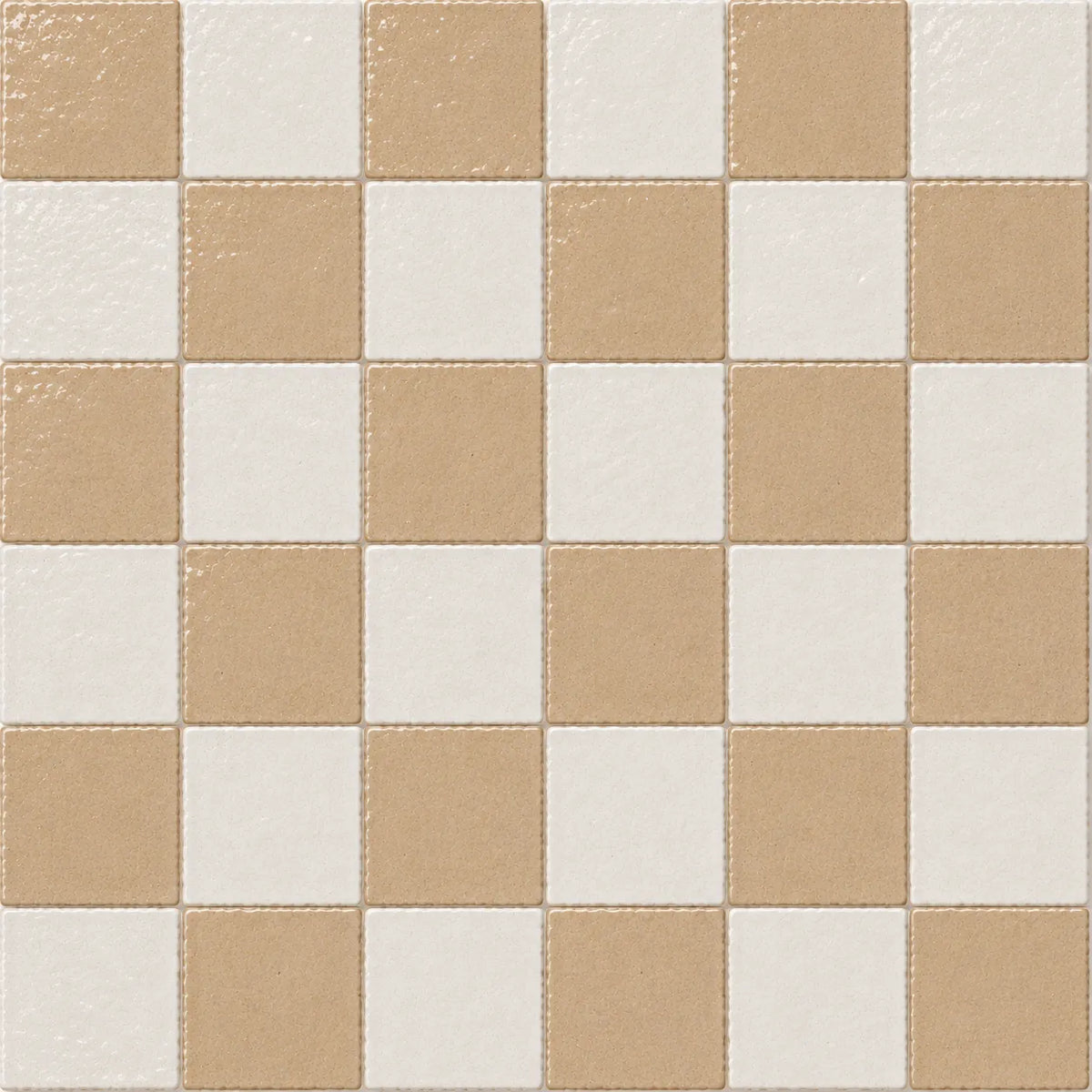 Pattern repeat of Adeline 4×4 Zellige checkerboard in Sand & Ivory.