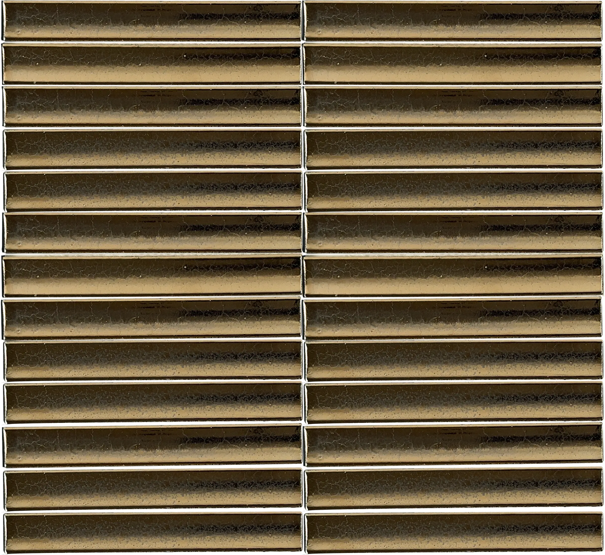 Arcelle Gilded Bronze concave porcelain mosaic installed on a contemporary kitchen feature wall