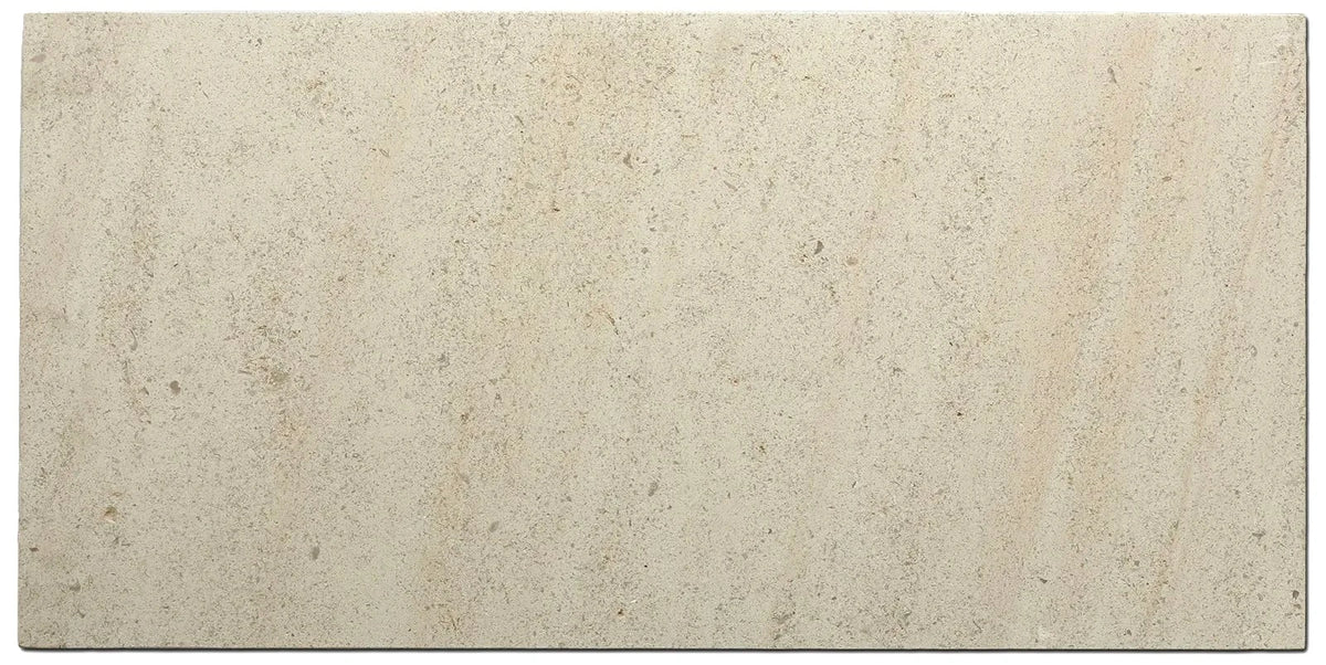 Beaumaniere Limestone 12×24 honed tile with subtle fossil markings.