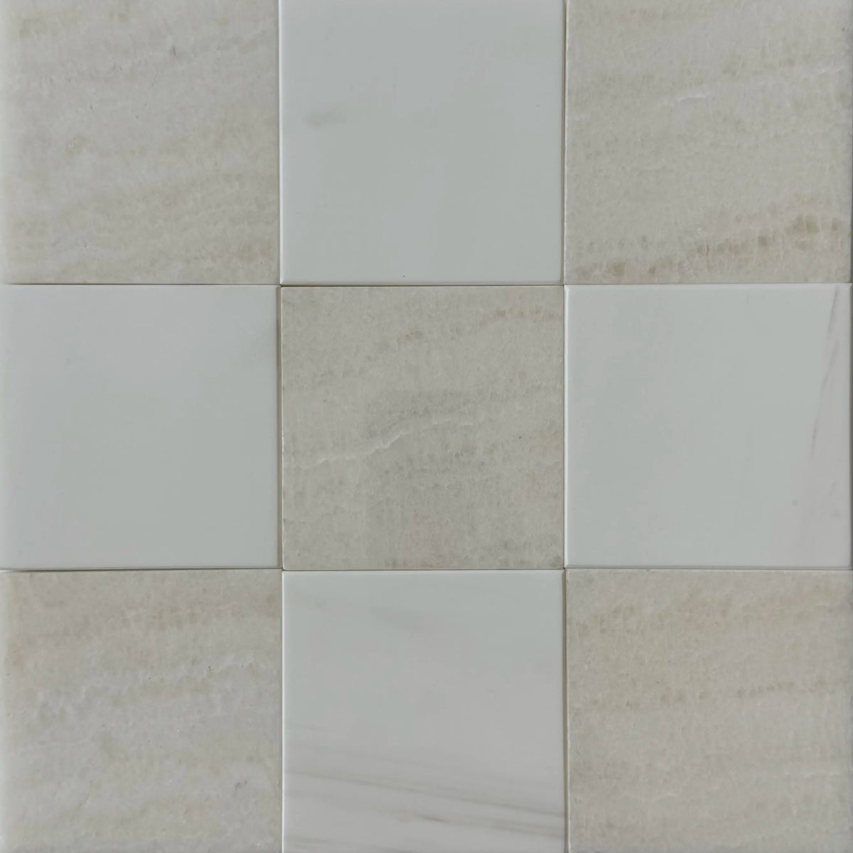 Alternate natural-stone reference image; not the exact White Onyx & Bianco Dolomite checkerboard pairing.