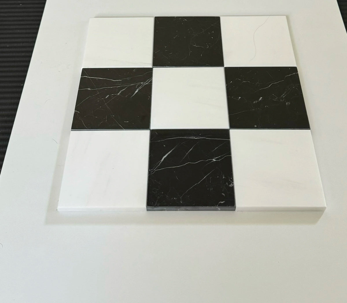 Reference image of Nero Marquina used in the Bianco Dolomite & Nero Marquina checkerboard pairing.