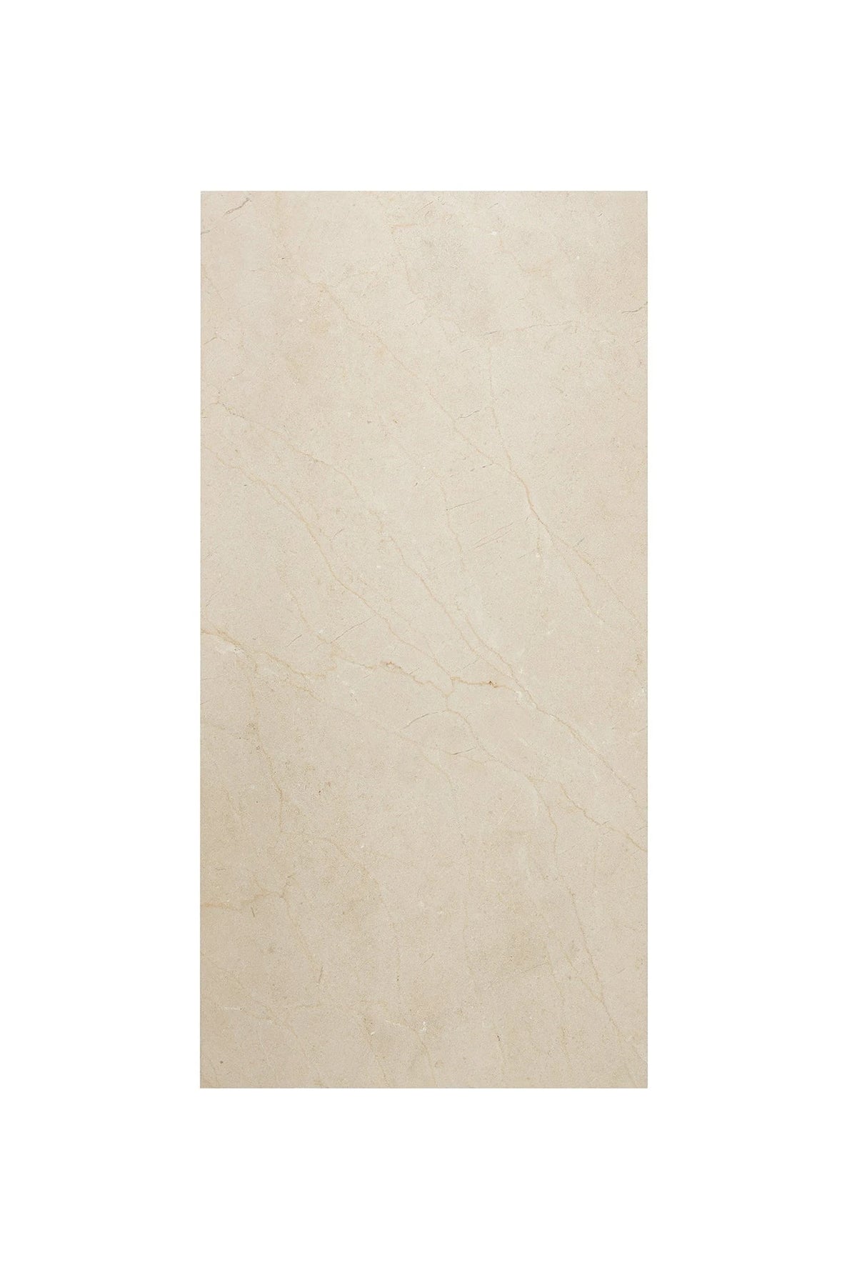 Crema Marfil marble 12×24 tile in polished or honed finish.