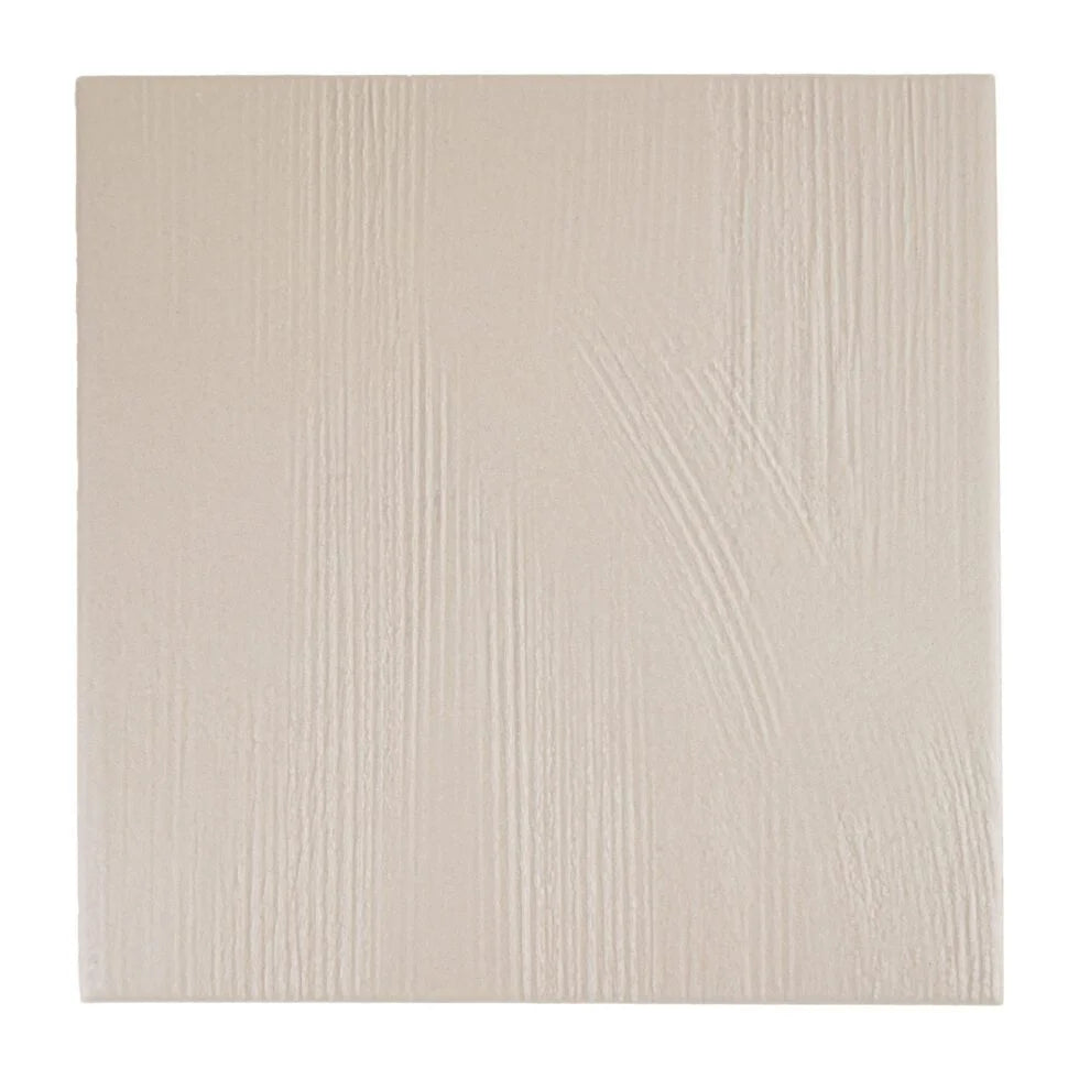 Stria Dune Beige 7×7 matte textured porcelain tile.