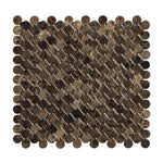 Emperador Dark Marble Penny Round Mosaic - mosaic