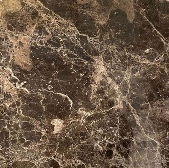 Emperador Dark polished 18×18 marble tile.