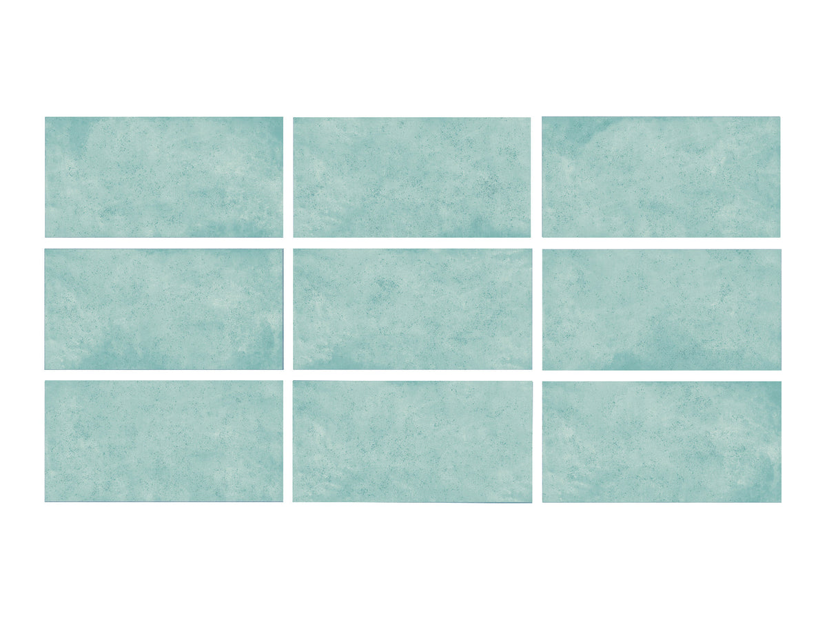 SeraPool Relax pastel turquoise porcelain pool tile color variation swatches (9 faces)