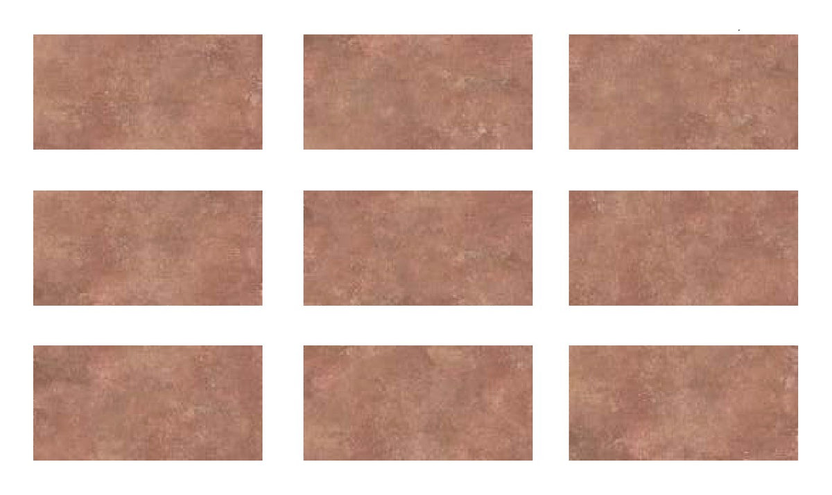 Cotto porcelain pool deck tile 13x26 in., nine pieces showing natural shade and texture variation