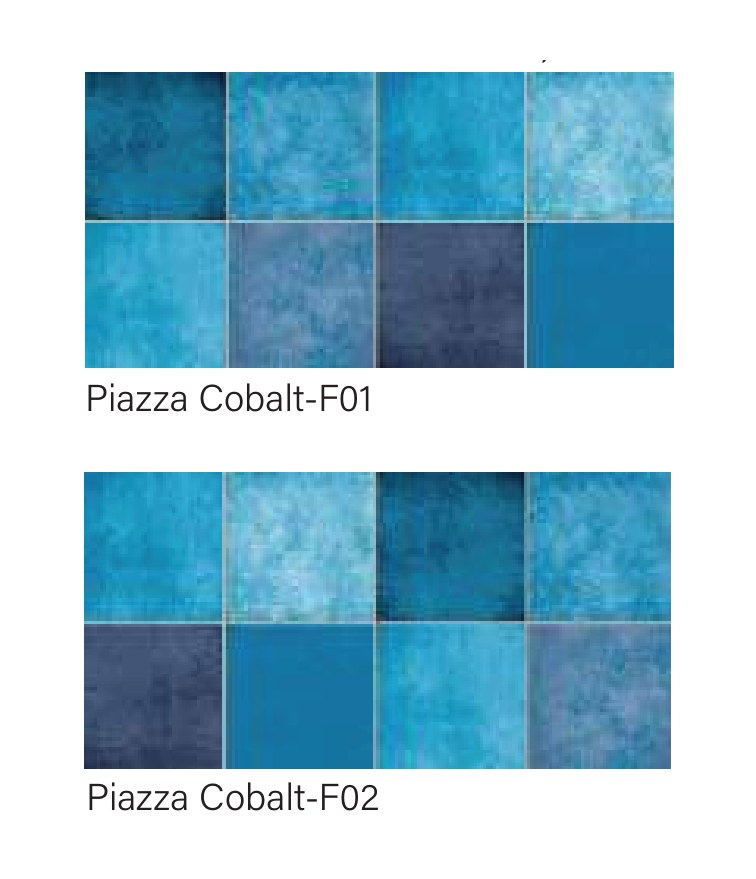SeraPool Natural Piazza Cobalt porcelain pool tile, both faces shipped mixed for random installation