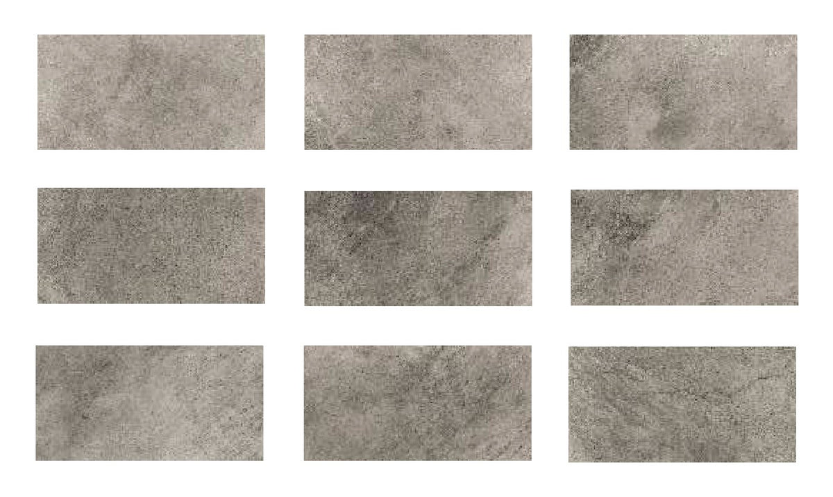 Pool Garden Grey porcelain pool deck tile 13x26 in., nine pieces showing natural shade and texture variation