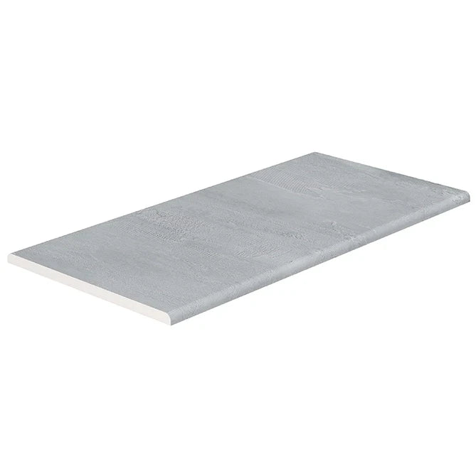 SeraPool Relax Cemento Grey porcelain double-beveled pool edge tile with a light grey concrete-look surface.