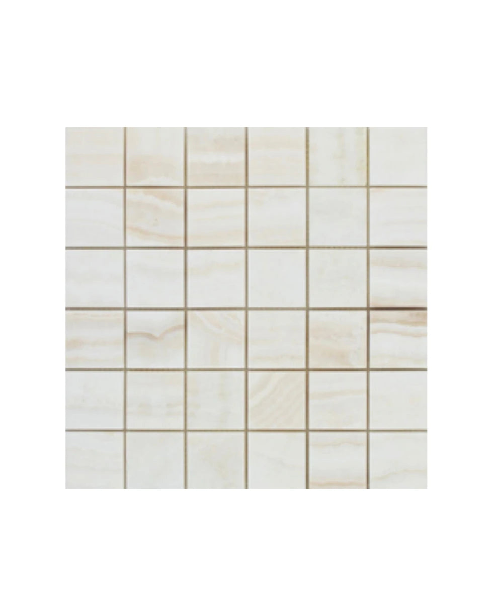 Vanilla Onyx vein-cut 2×2 square mosaic.