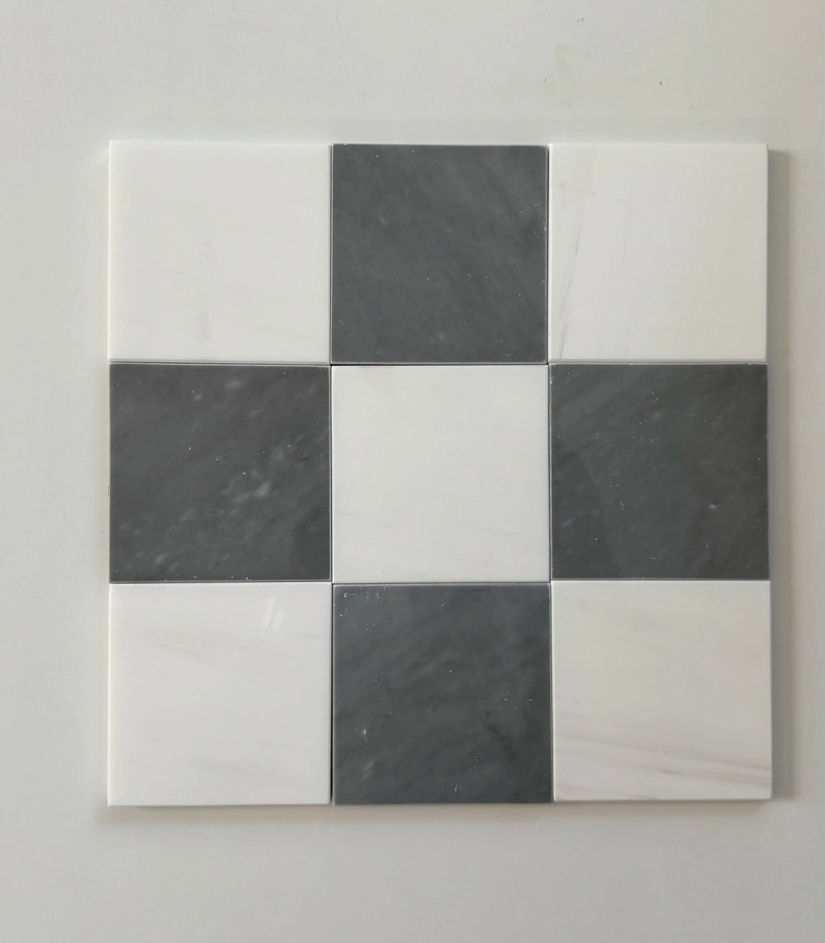 Bardiglio Imperial and Bianco Dolomite checkerboard reference.