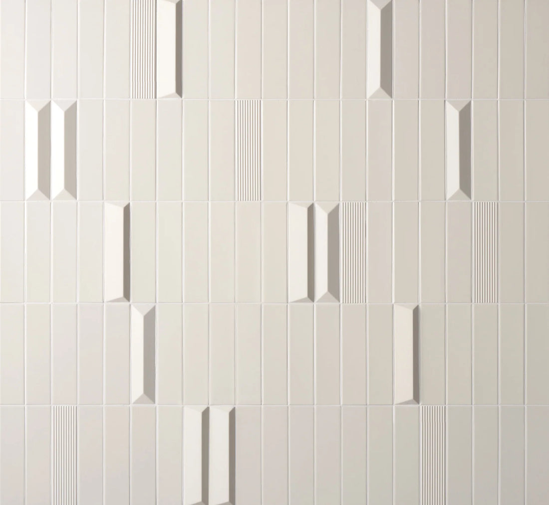 Rhythm Ceramic Wall Tile Collection_ Showcasing Ivory Satin color palette