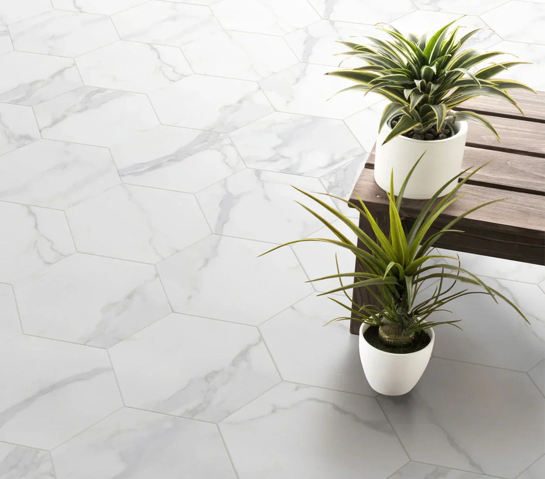 Calacatta Gold Italian Marble - Large Format Hexagon Floor Tile