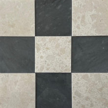 Black and Beige Marble Checkerboard Tile Pattern for high end floors, foyers, entryways, and kitchen floors.