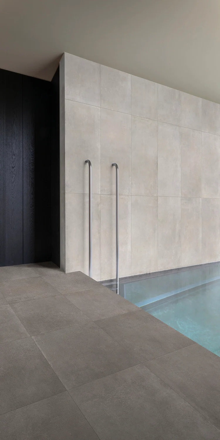 Anti-Slip modern Terrain Collection Porcelain tile application to indoor swimming pool